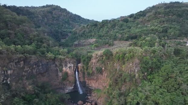 Aerial view of Ciletuh Geopark waterfall in Indonesia. Aerial view of Ciletuh Geopark waterfall in Indonesia.