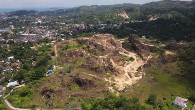 Aerial view of rocky hills in Papua Indonesia.