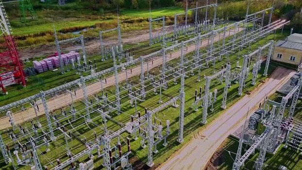 Aerial view of electrical substation Latvia.