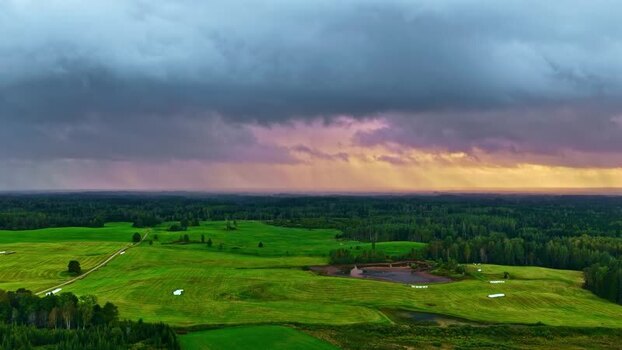 Aerial view of green fields and forests in Latvia. Aerial view of green fields and forests in Latvia.