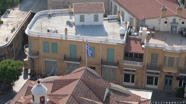 Aerial view of historic buildings in Nicosia Cyprus.