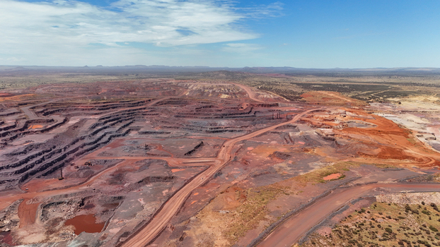 Aerial view of open pit mine with terraced layers and haul roads South Africa Aerial view of open pit mine with terraced layers and haul roads South Africa