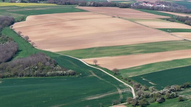Aerial view of agricultural fields France.