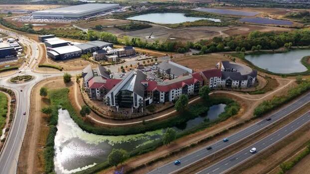 Aerial view of modern residential housing estate United Kingdom. Aerial view of modern residential housing estate United Kingdom.