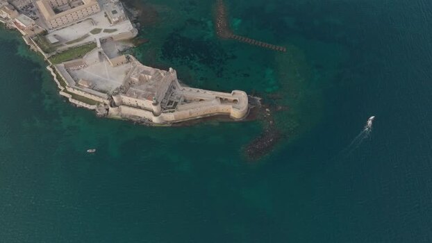 Aerial view of Maniace Castle on Ortigia Island Italy. Aerial view of Maniace Castle on Ortigia Island Italy.
