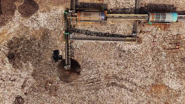 Aerial view of waste recycling facility in India.