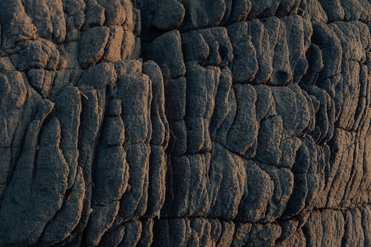 View of sun kissed rugged rock formations reveal intricate textures and shadows creating a natural sculpture Chiplun Maharashtra India. View of sun kissed rugged rock formations reveal intricate textures and shadows creating a natural sculpture Chiplun Maharashtra India.