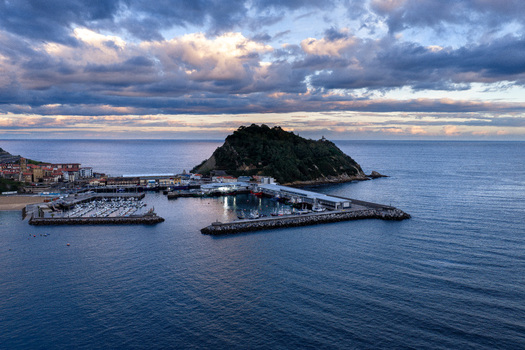 Aerial view of Getariako portua in Getaria Basque Country Spain. Aerial view of Getariako portua in Getaria Basque Country Spain.