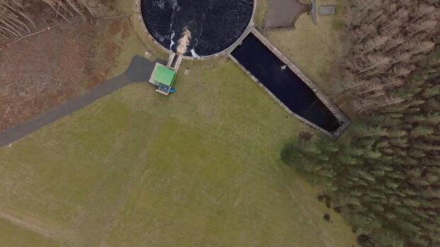 Aerial view of Whiteadder Reservoir dam and forest United Kingdom. Aerial view of Whiteadder Reservoir dam and forest United Kingdom.