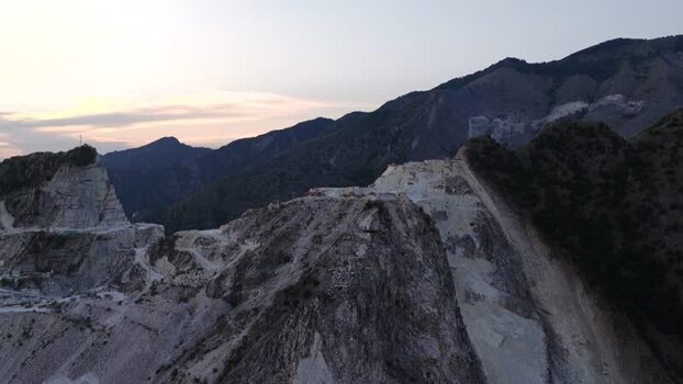 Aerial view of Carrara marble quarries at sunset Italy. Aerial view of Carrara marble quarries at sunset Italy.