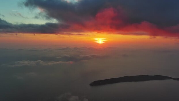 Aerial view of sunset over the coast Montenegro. Aerial view of sunset over the coast Montenegro.