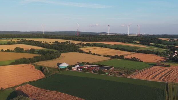 Aerial view of a farmstead in rural Germany. Aerial view of a farmstead in rural Germany.