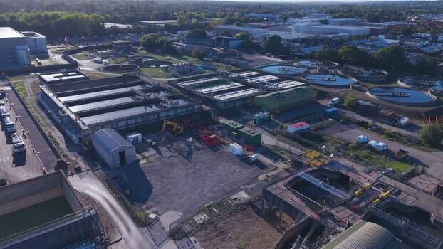 Aerial view of water treatment works in Camberley United Kingdom. Aerial view of water treatment works in Camberley United Kingdom.