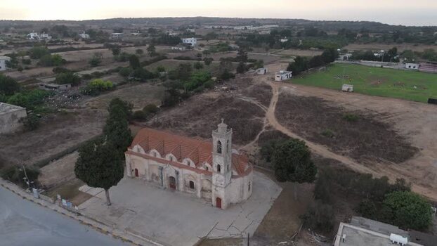 Aerial view of historic church in Famagusta Northern Cyprus.