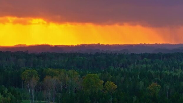 Aerial view of forest landscape at sunset in Latvia. Aerial view of forest landscape at sunset in Latvia.