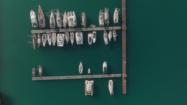 Aerial view of sailboats docked at the Island of Ortigia Italy. Aerial view of sailboats docked at the Island of Ortigia Italy.