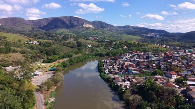 Aerial view of Pirapora do Bom Jesus and river Brazil.