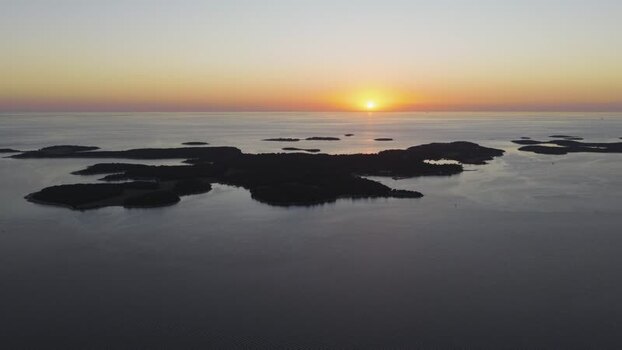 Aerial view of Brijuni National Park at sunset Croatia.