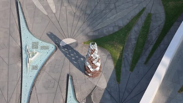 Aerial view of modern sculpture in Nicosia Cyprus.