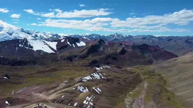 Aerial view of Vinicunca mountain range in Peru. Aerial view of Vinicunca mountain range in Peru.