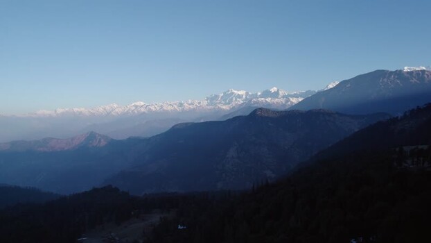 Aerial view of Chopta Tungnath mountains in Uttarakhand India.