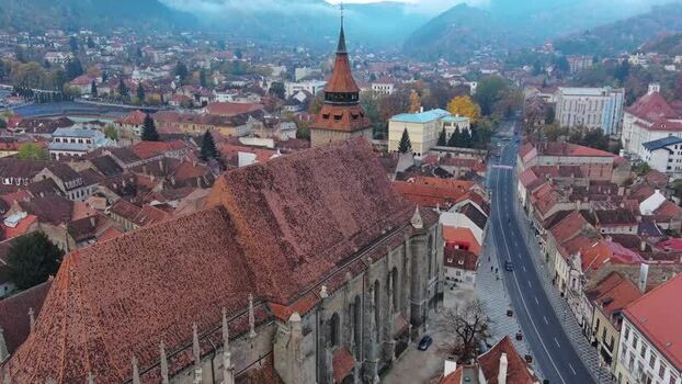 Aerial view of Black Church in Brasov Romania. Aerial view of Black Church in Brasov Romania.