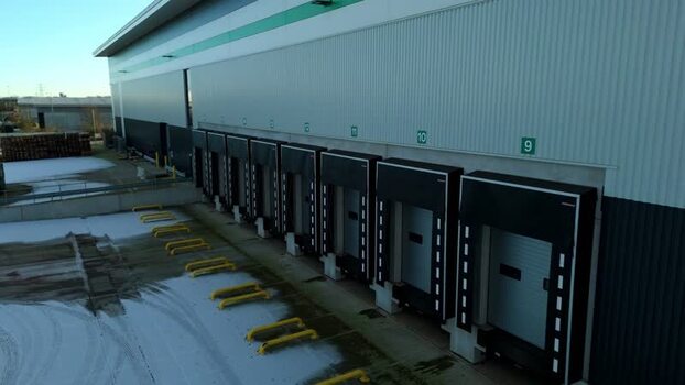 Aerial view of loading bays Willowbrook estate United Kingdom.
