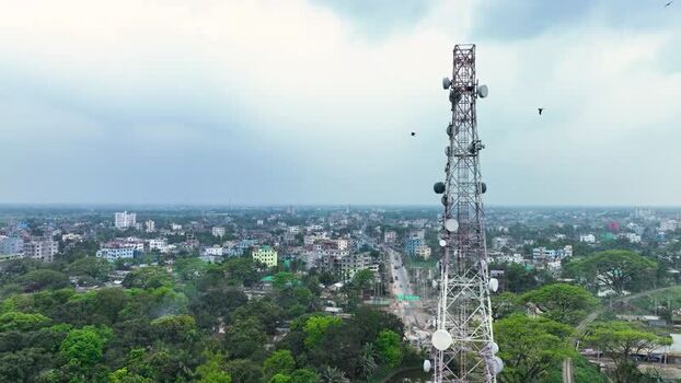 Aerial view of a telecommunication tower. Aerial view of a telecommunication tower.