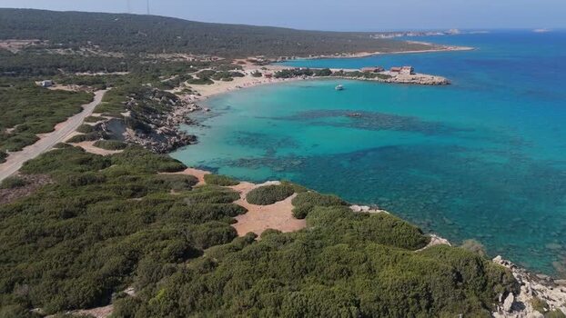 Aerial view of the coastline in Famagusta Northern Cyprus.