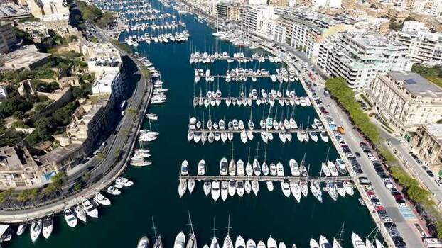 Aerial view of yachts docked in the marina of Ta Xbiex Malta. Aerial view of yachts docked in the marina of Ta Xbiex Malta.