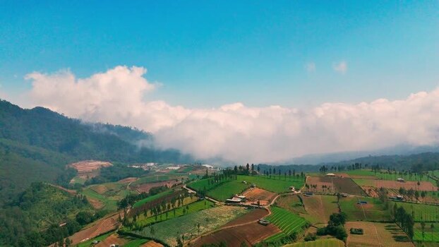 Aerial view of Brakseng in Batu Indonesia.