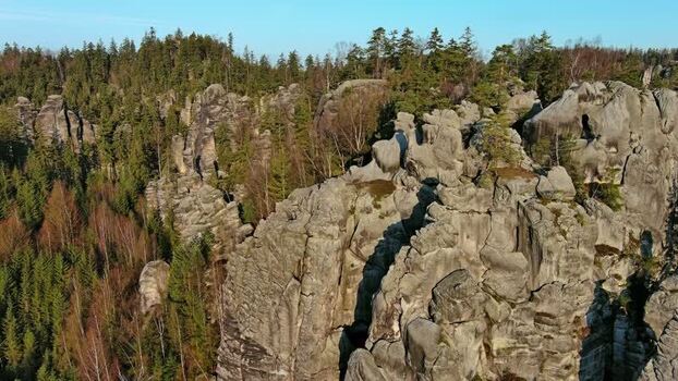 Aerial view of Adrspach Teplice Rocks in Czechia.