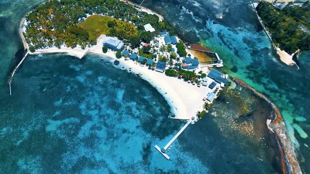 Aerial view of a tropical resort on the island of Guanaja Honduras. Aerial view of a tropical resort on the island of Guanaja Honduras.