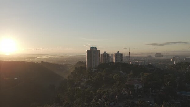 Aerial view of high rise buildings in Cebu City Philippines.
