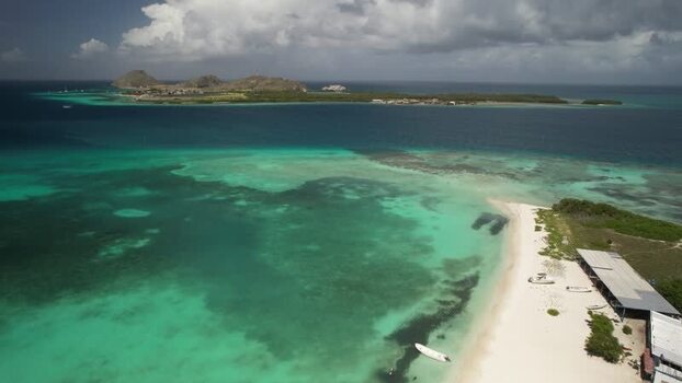 Aerial view of Los Roques archipelago in Venezuela.