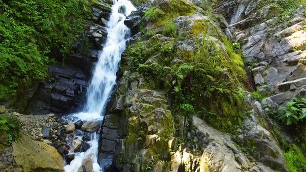Aerial view of Cascadas Alcamayo waterfall in Peru. Aerial view of Cascadas Alcamayo waterfall in Peru.