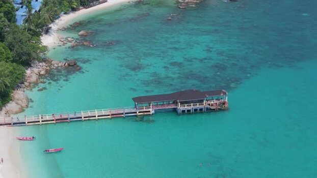 Aerial view of Perhentian Islands pier in Terengganu Malaysia. Aerial view of Perhentian Islands pier in Terengganu Malaysia.