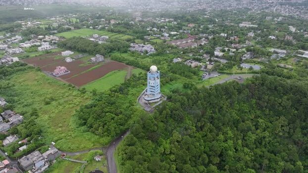 Aerial view of Trou aux Cerfs volcano in Curepipe Mauritius.