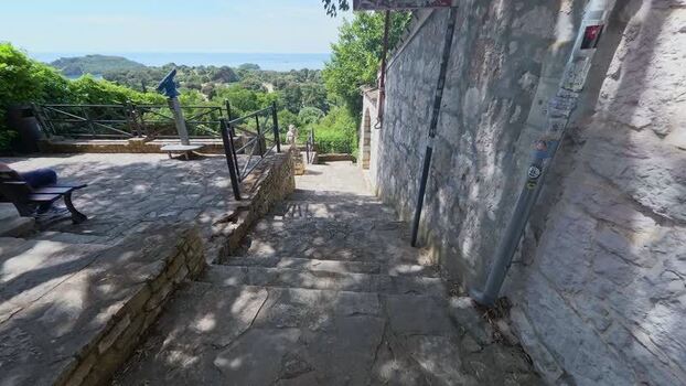 View of stone staircase in Vrsar Croatia.