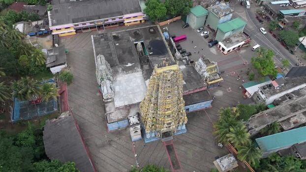 Aerial view of Sri Muthumariamman Temple in Kandy Sri Lanka.