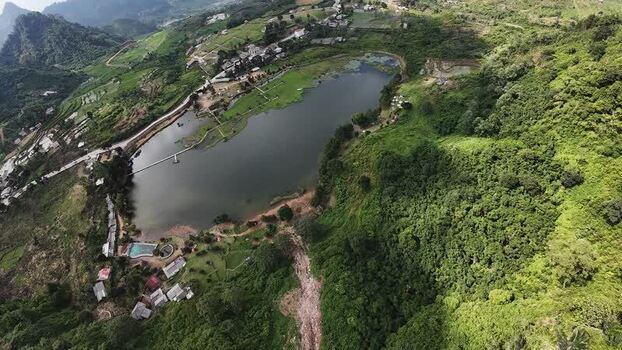 Aerial view of Rawa Gede Jonggol Lake Indonesia.