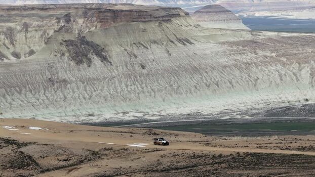 Aerial view of Bozjyra landscape in Kazakhstan.