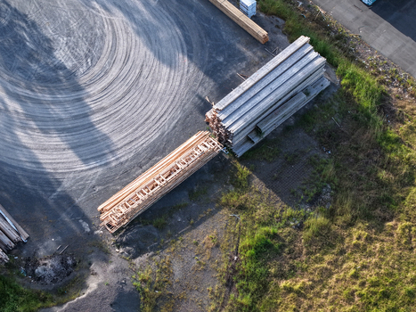 Melbourne Australia 22 September 2026 Aerial view of industrial timber stacks stored in an open yard at a factory site in Kilsyth. Melbourne Australia 22 September 2026 Aerial view of industrial timber stacks stored in an open yard at a factory site in Kilsyth.