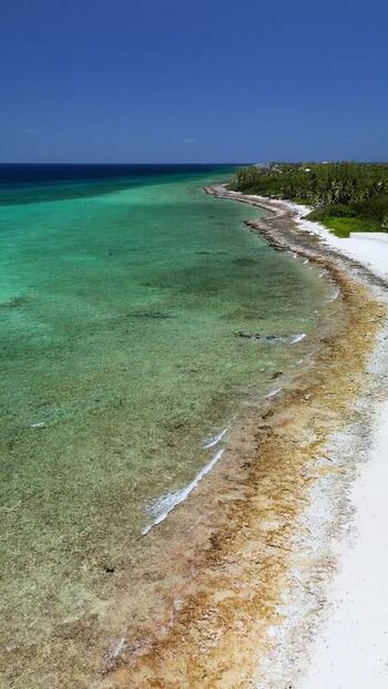 Aerial view of Grand Cayman coastline Cayman Islands.