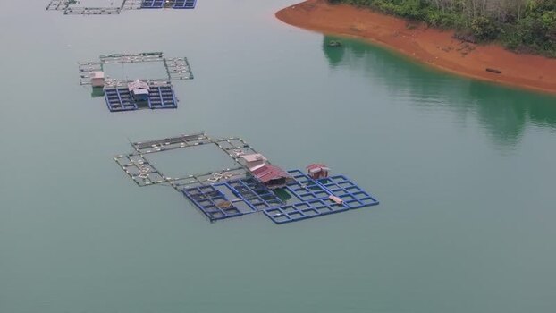 Aerial view of Batang Ai fish farms Malaysia. Aerial view of Batang Ai fish farms Malaysia.