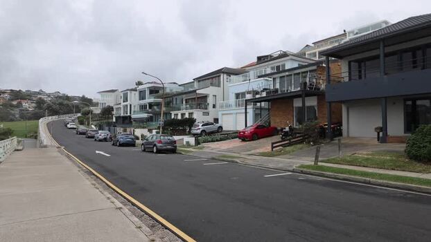 View of residential street near Bondi Beach in Sydney Australia.