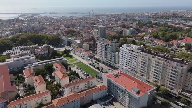 Aerial view of Matosinhos urban area and Rua de Alfredo Cunha Portugal. Aerial view of Matosinhos urban area and Rua de Alfredo Cunha Portugal.