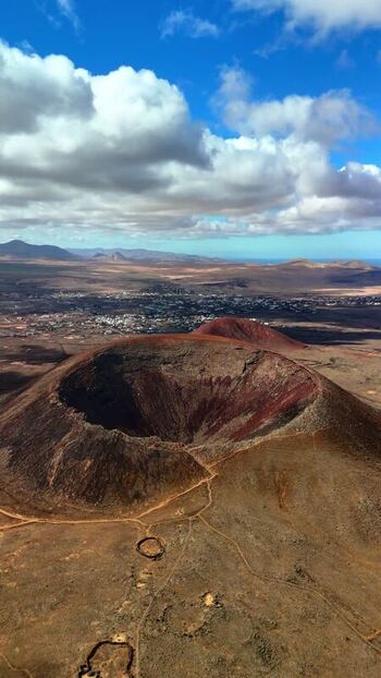 Aerial view of Calderon Hondo volcano crater Spain. Aerial view of Calderon Hondo volcano crater Spain.