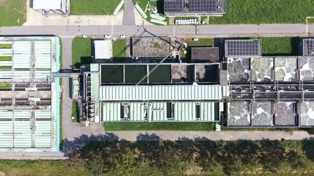 Aerial view of water treatment plant in Milan Italy. Aerial view of water treatment plant in Milan Italy.