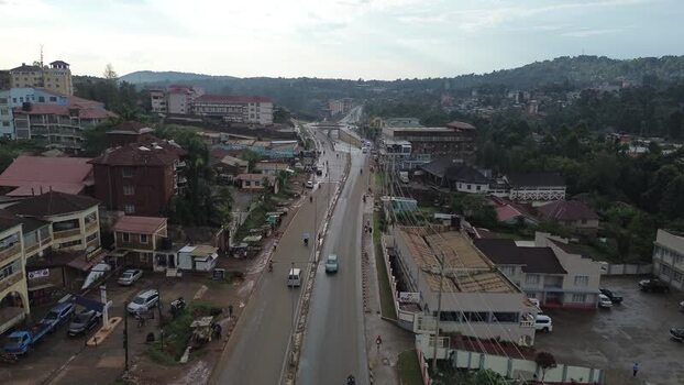 Aerial view of Kisii town with main road and buildings Kenya. Aerial view of Kisii town with main road and buildings Kenya.